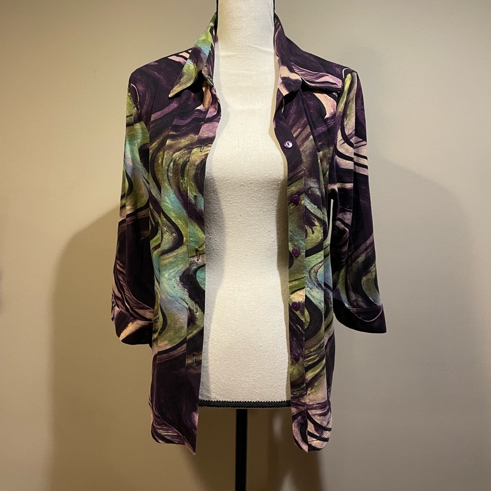 Lior Psychedelic Multicolored Swirl Button Down Shirt - Picture 3 of 7